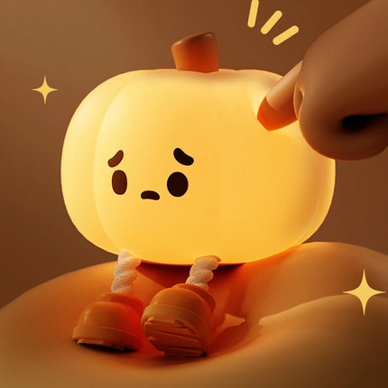 Cute Pumpkin Night Light – Soft LED Bedside Lamp for Halloween Décor