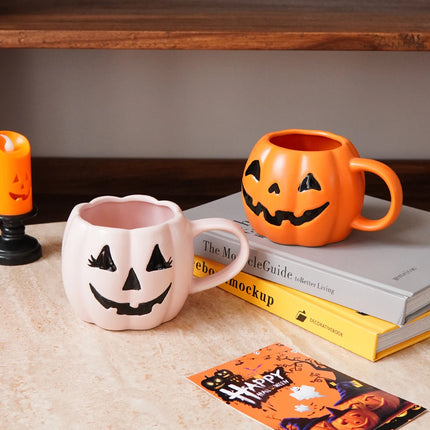Halloween Pumpkin Mugs | Jack O Lantern Coffee and Tea Cups for Fall and Spooky Season