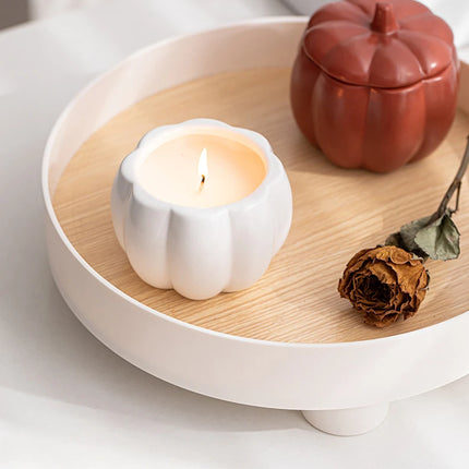 Ceramic Pumpkin Candle Jar with Lid Fall and Halloween Decorative Soy Candle