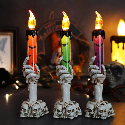 Halloween Skeleton Hand Candle | Spooky LED Flickering Candle Lights