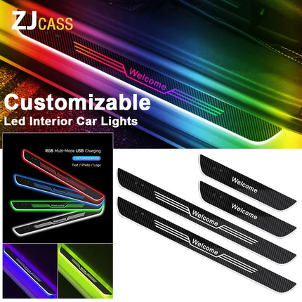 Customizable Car LED Welcome Light – Personalized Name, Text & Logo – RGB Interior Door Sill Lamp