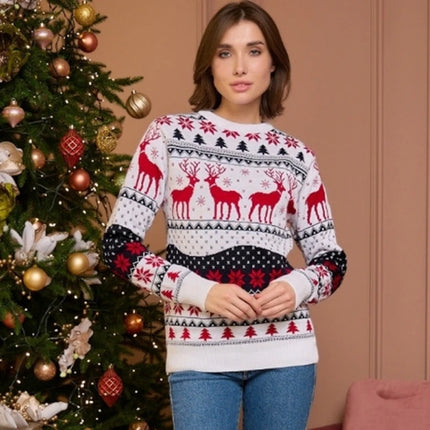 Matching Couple Christmas Reindeer Knitted Sweater Set Festive Holiday Pullover