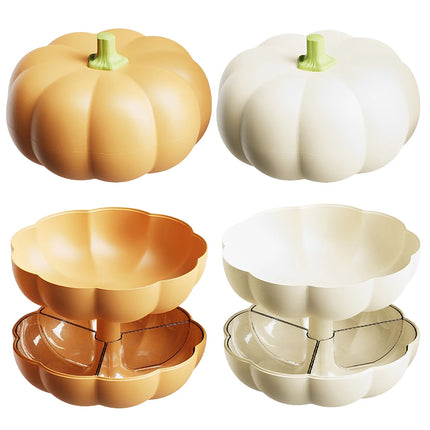 Halloween Divided Pumpkin Snack Holder with Toothpick Storage | Serving Tray for Candy, Fruits, Nuts & Snacks
