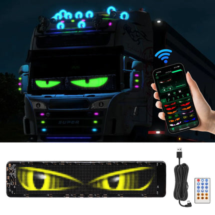 Colorful Devil Eyes LED Matrix Pixel Panel – Flexible Car Window Display with Dynamic Big Eye & Custom Animations