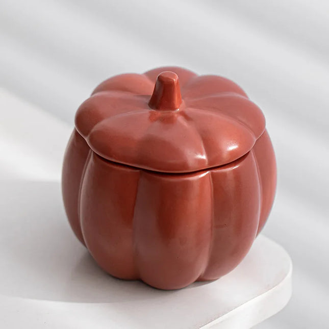 Ceramic Pumpkin Candle Jar with Lid Fall and Halloween Decorative Soy Candle