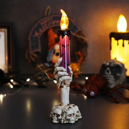 Halloween Skeleton Hand Candle | Spooky LED Flickering Candle Lights