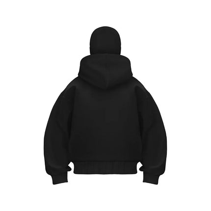 Unisex Balaclava Ninja Hoodie | Oversized Full Zip Streetwear Hoodie with Built-In Mask