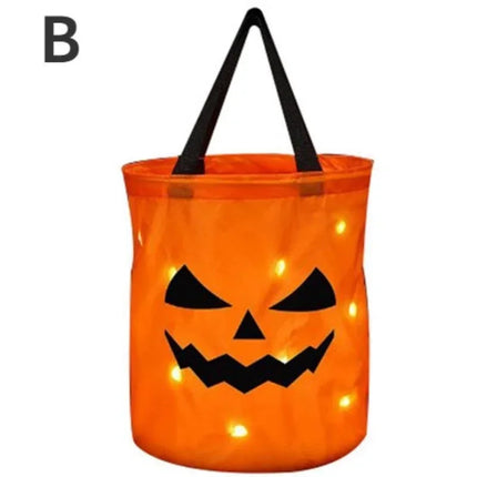 LED Halloween Trick-or-Treat Bucket – Pumpkin Candy Bag with Light