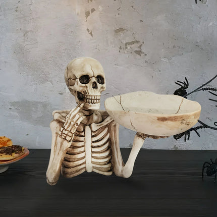 Halloween Skeleton Snack Bowl Creepy Candy Dish and Decorative Serving Tray