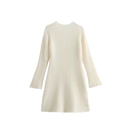 Women’s Ribbed Knit Sweater Dress Long Sleeve Slim Fit Winter Mini Dress