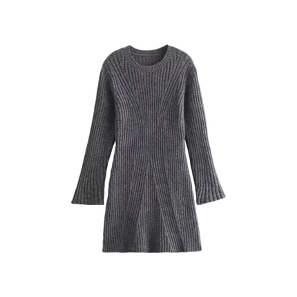 Women’s Ribbed Knit Sweater Dress Long Sleeve Slim Fit Winter Mini Dress