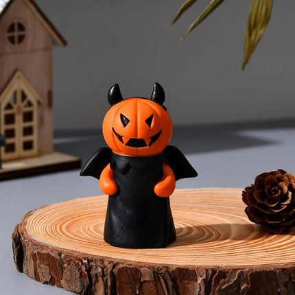 Halloween Pumpkin Figurines Set – 3pcs Cute Devil, Witch & Vampire Decorations