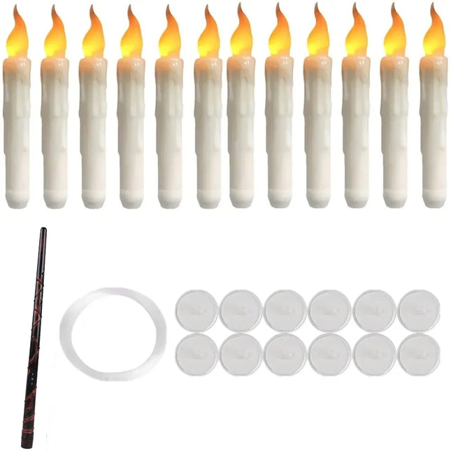 Halloween Floating Candle Set | Hanging LED Electric Candles with Remote Control Wand