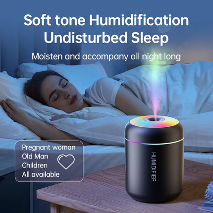 180ML Mini Air Humidifier – USB Essential Oil Diffuser with LED Lights for Car, Home & Bedroom