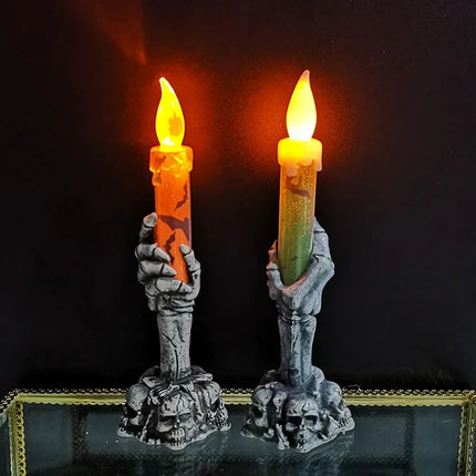 Halloween Skeleton Hand Candle | Spooky LED Flickering Candle Lights