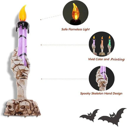 Halloween Skeleton Hand Candle | Spooky LED Flickering Candle Lights