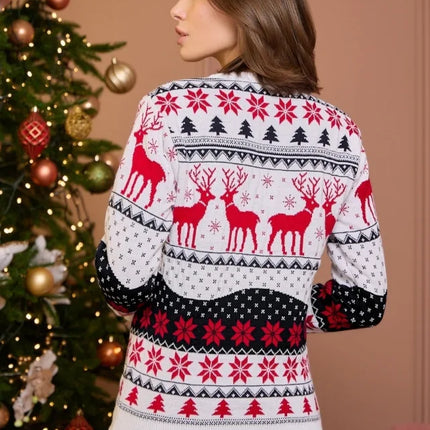 Matching Couple Christmas Reindeer Knitted Sweater Set Festive Holiday Pullover
