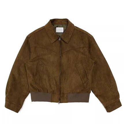 Men’s Suede Jacket – Classic Zip-Up Vintage Style Outerwear for Fall & Winter