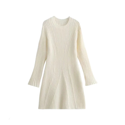 Women’s Ribbed Knit Sweater Dress Long Sleeve Slim Fit Winter Mini Dress