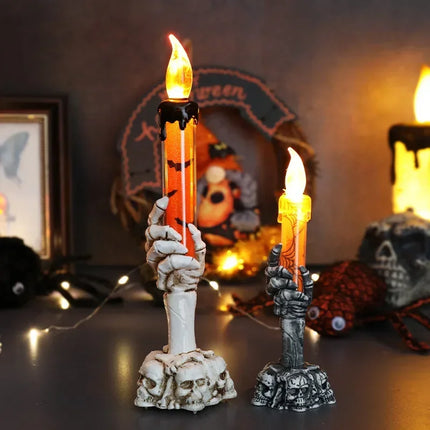 Halloween Skeleton Hand Candle | Spooky LED Flickering Candle Lights