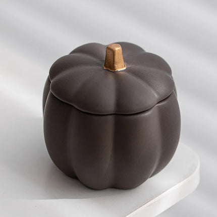 Ceramic Pumpkin Candle Jar with Lid Fall and Halloween Decorative Soy Candle