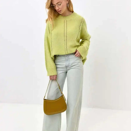 Chic Knit Sweater with White Collar Layered Look | Trendy Pleated Skirt Outfit