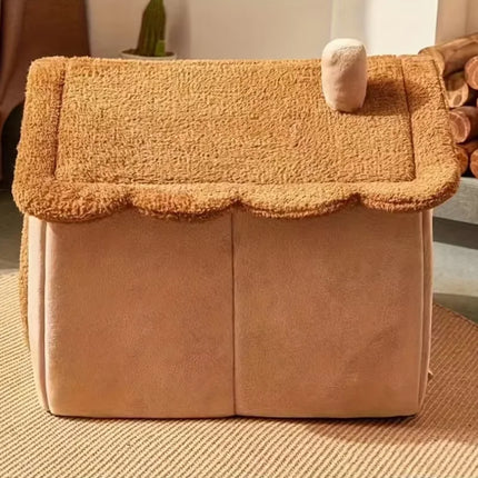 Cute Bear House Cat Bed – Soft & Cozy Indoor Pet House for Cats & Small Dogs