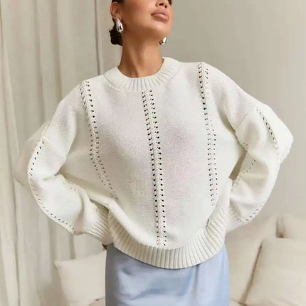 Chic Knit Sweater with White Collar Layered Look | Trendy Pleated Skirt Outfit