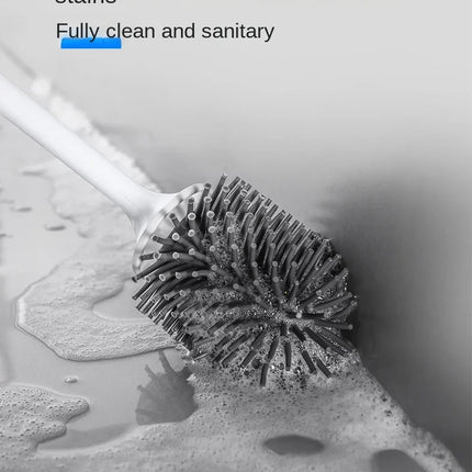 TPR Silicone Toilet Brush – Wall-Mounted Long Handle Bathroom Cleaning Brush with Holder