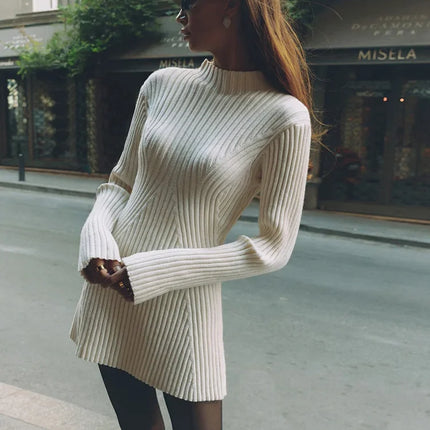 Women’s Ribbed Knit Sweater Dress Long Sleeve Slim Fit Winter Mini Dress