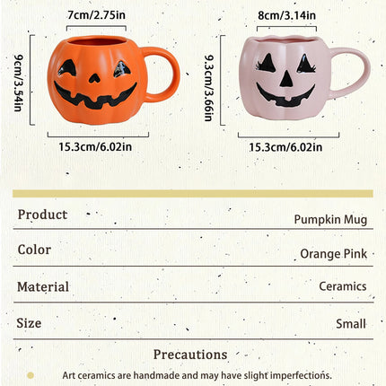 Halloween Pumpkin Mugs | Jack O Lantern Coffee and Tea Cups for Fall and Spooky Season
