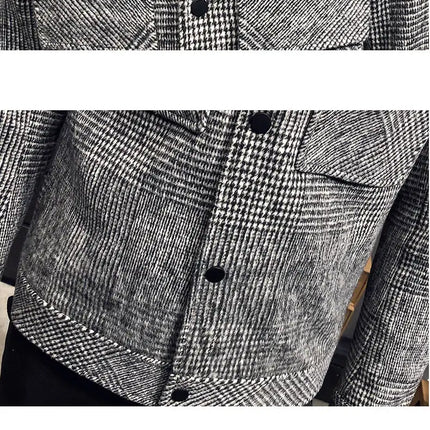 Men’s Plaid Wool Jacket | Casual Checkered Button-Up Overshirt