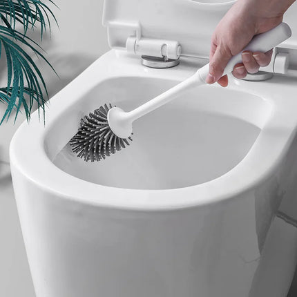 TPR Silicone Toilet Brush – Wall-Mounted Long Handle Bathroom Cleaning Brush with Holder