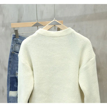Men’s Half Button Knitted Sweater with Chest Pocket Warm Casual Winter Pullover