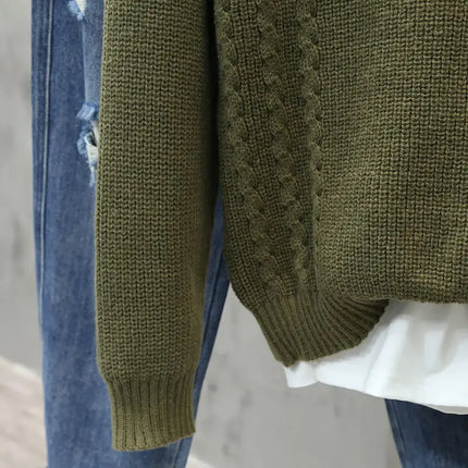 Men’s Half Button Knitted Sweater with Chest Pocket Warm Casual Winter Pullover