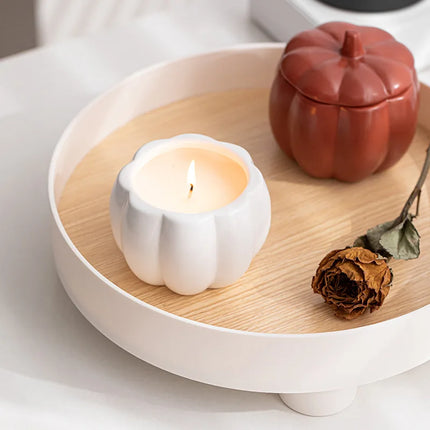 Ceramic Pumpkin Candle Jar with Lid Fall and Halloween Decorative Soy Candle
