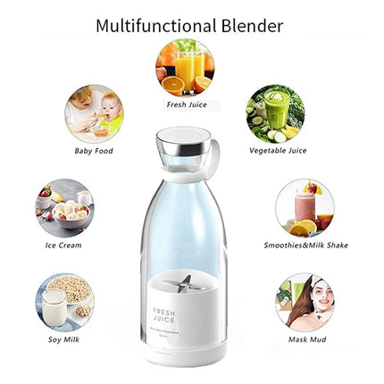 Portable Blender Juicer Bottle – USB Rechargeable Mini Fruit Smoothie Maker