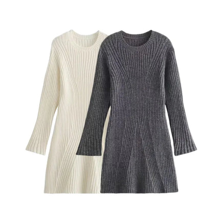 Women’s Ribbed Knit Sweater Dress Long Sleeve Slim Fit Winter Mini Dress