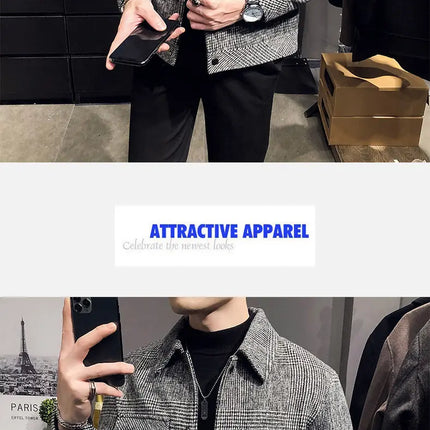 Men’s Plaid Wool Jacket | Casual Checkered Button-Up Overshirt