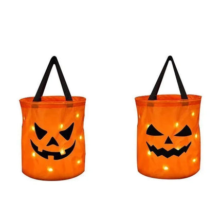 LED Halloween Trick-or-Treat Bucket – Pumpkin Candy Bag with Light