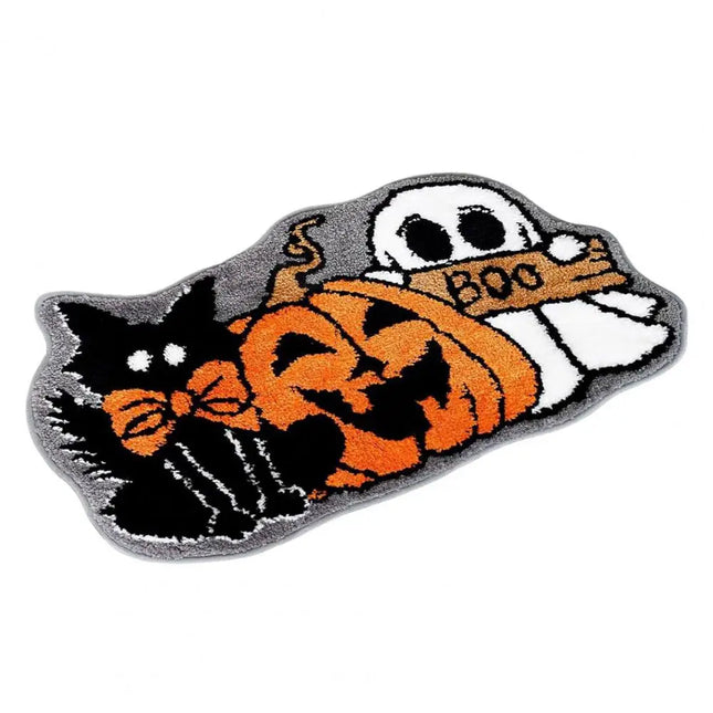 Halloween Mat Ghost Cat Pumpkin Indoor Outdoor Welcome Rug