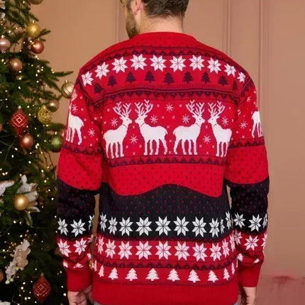 Matching Couple Christmas Reindeer Knitted Sweater Set Festive Holiday Pullover