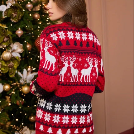 Matching Couple Christmas Reindeer Knitted Sweater Set Festive Holiday Pullover