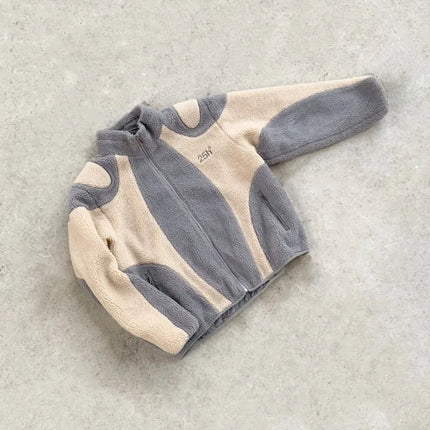 Men’s Abstract Fleece Zip Jacket | Warm Winter Streetwear Jacket