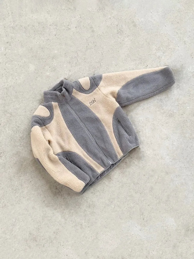 Men’s Abstract Fleece Zip Jacket | Warm Winter Streetwear Jacket