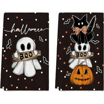 2pcs Halloween Kitchen Towels | Festive Decorative Dish Towels for Halloween Décor