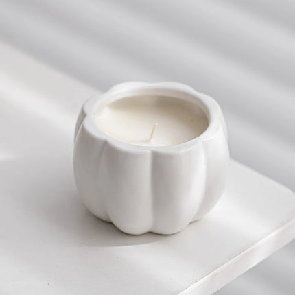 Ceramic Pumpkin Candle Jar with Lid Fall and Halloween Decorative Soy Candle