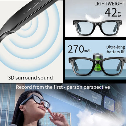 AI Smart Glasses with 8MP Camera Bluetooth Calling WiFi Transfer, Chat Gpt, & Voice Assistant