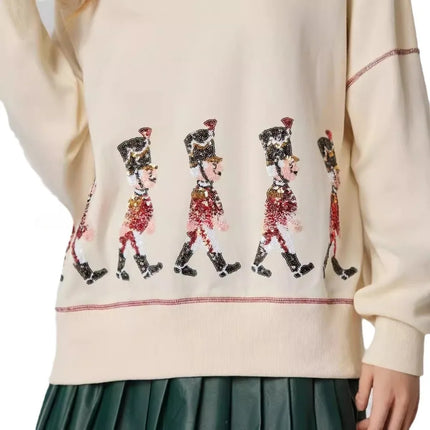 Women’s Christmas Marching Soldiers Sweatshirt Cozy Holiday Pullover Top Winter Fashion Sweater