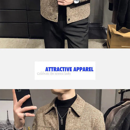 Men’s Plaid Wool Jacket | Casual Checkered Button-Up Overshirt
